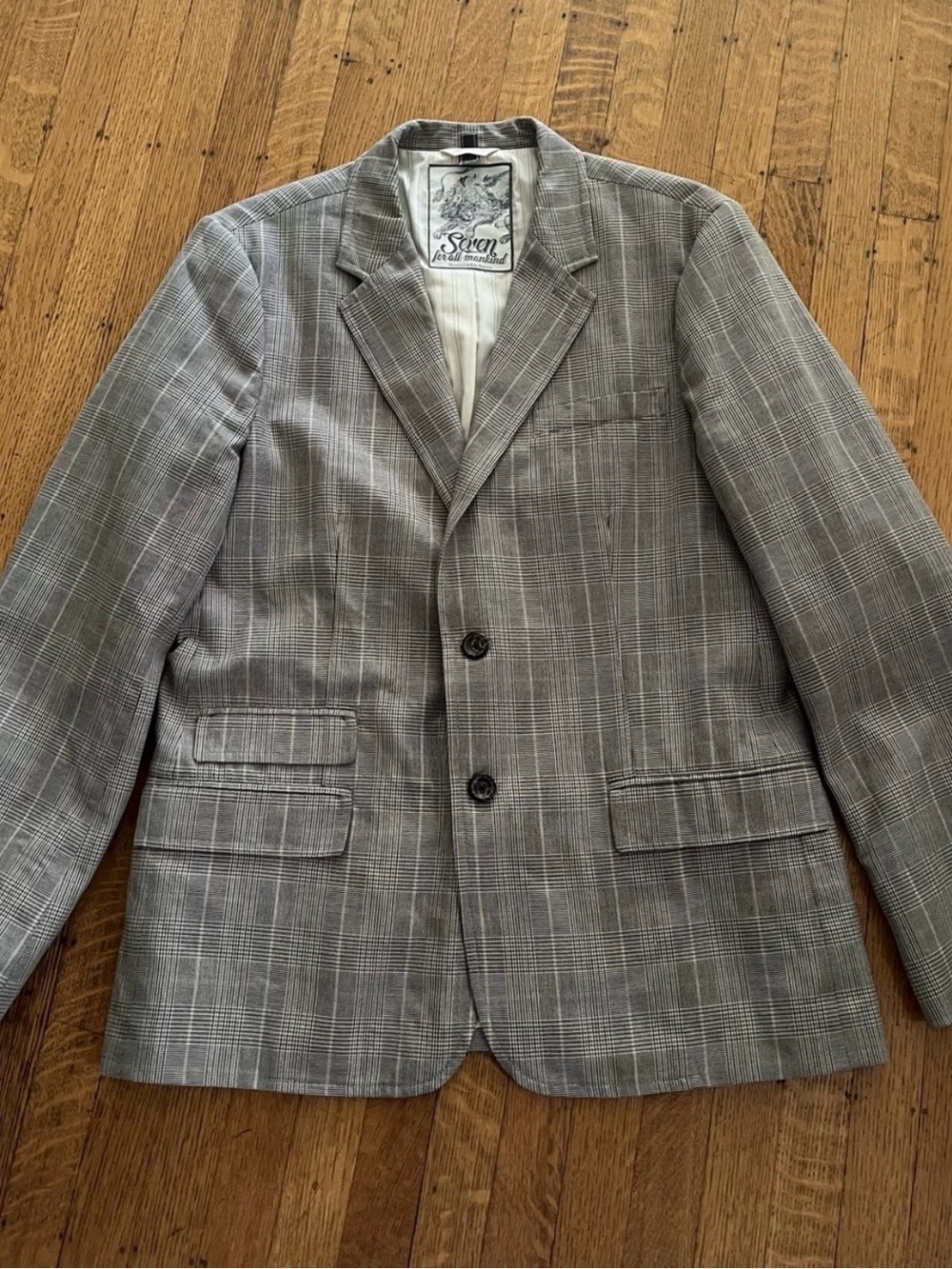 7 For All Mankind Gray Glen Plaid Sport Coat